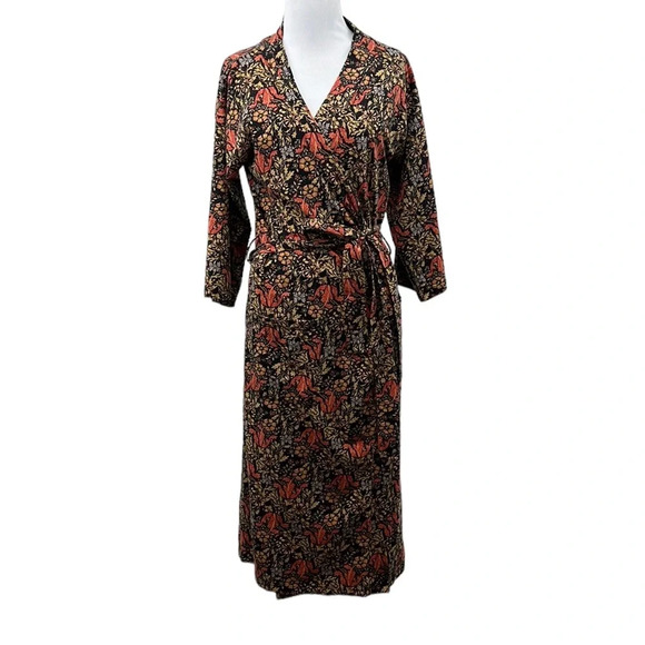 Metropolitan Museum of Art Dress Womens Small Medium Blue Gold Floral Wrap Robe - Picture 1 of 13